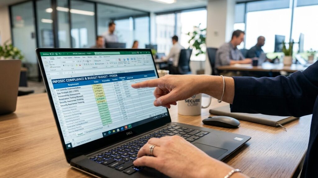 Close-up of business professionals hands pointing at inform