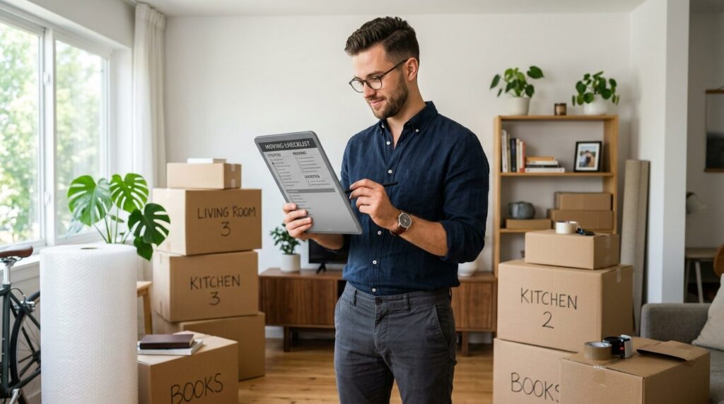 Photorealistic stock photo, 16:9 format: Young professional