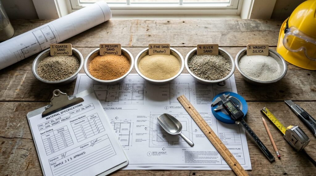 Close-up overhead view of different types of construction sa