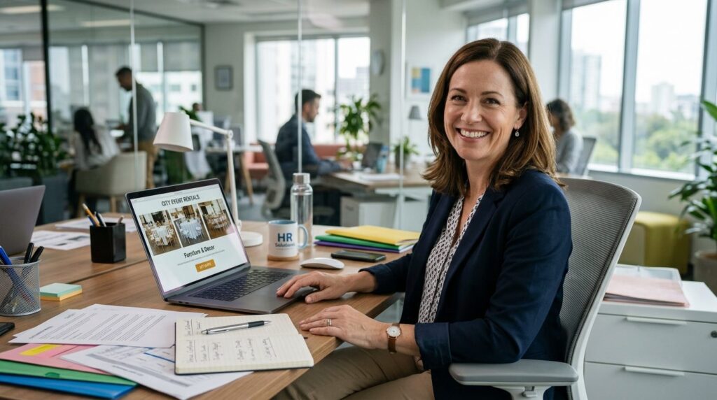 Close-up of a busy office manager or HR professional at desk